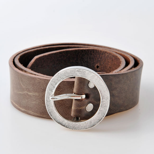 Lederg�rtel Hollywood cappuccino Schnalle rund Silber